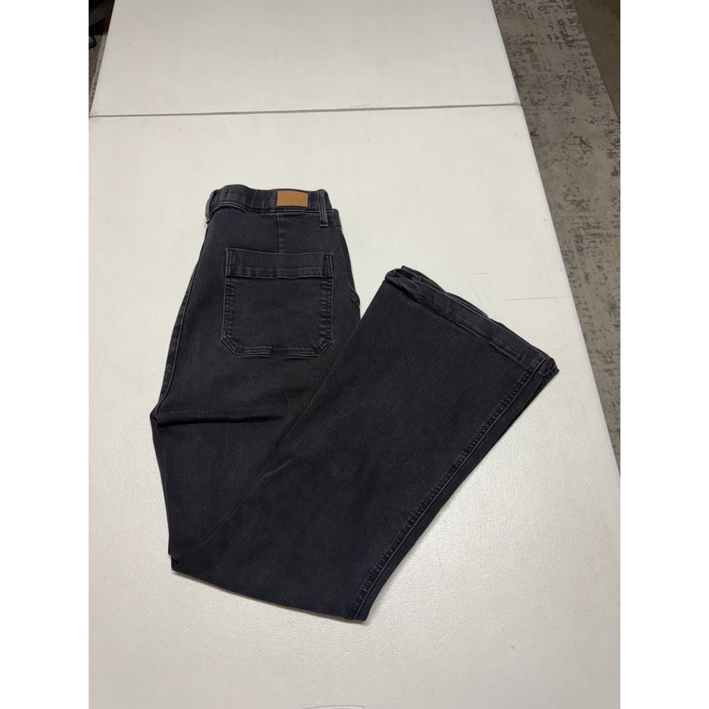 JUDY BLUE FLARE WIDE LEG WOMENS DISTRESSED BLACK JEANS SIZE 13/31